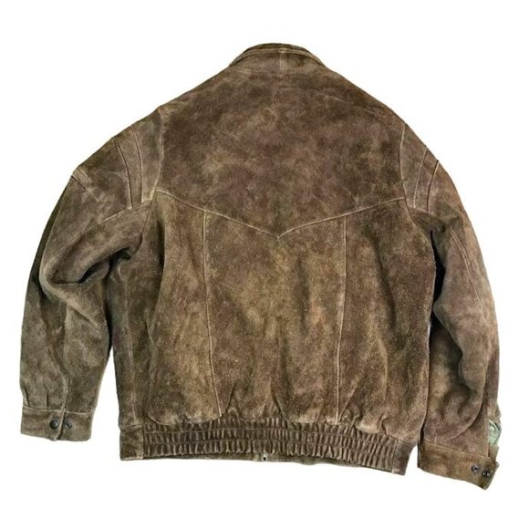 WEEKENDER Vintage Leather Jacket Size 42 Men's Zip-Up Button Sleeves Brown - Picture 7 of 11